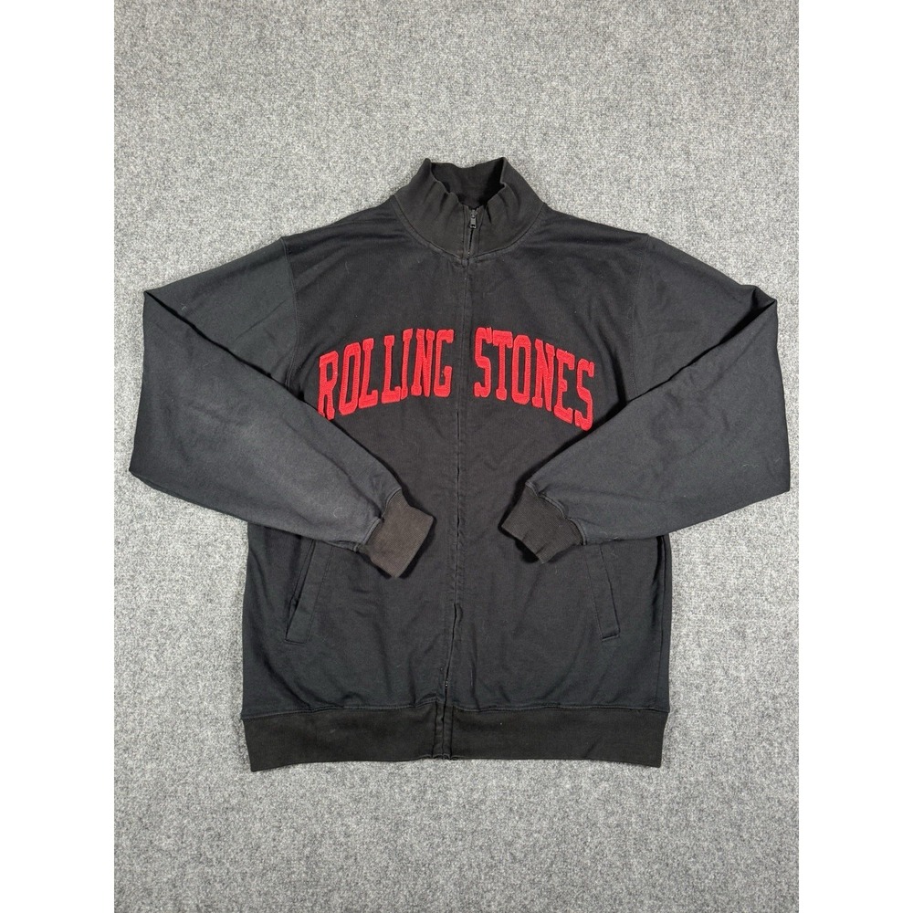 Vinatge Rolling Stones Sweatshirt Mens Medium Black Zip Up Rock Rare